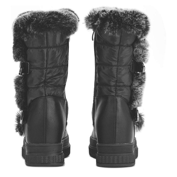 Women's Flat Mid-Calf Snow Boots with Rabbit Fur - Picture 6 of 8